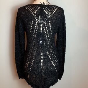 Elan Hi Lo Metallic Sweater With Open Knit Back NEW!